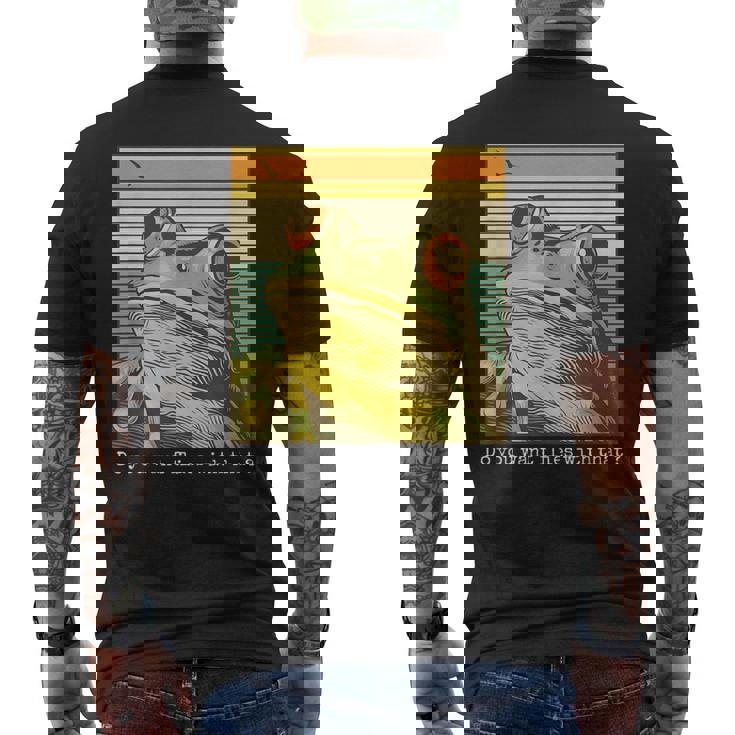 かわいい 面白い レトロ カエル メンズTシャツ バックプリント