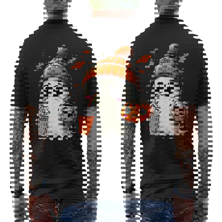 かわいいおばけを飲むかぼちゃスパイス ゴーストハロウィンコスチューム メンズTシャツ バックプリント