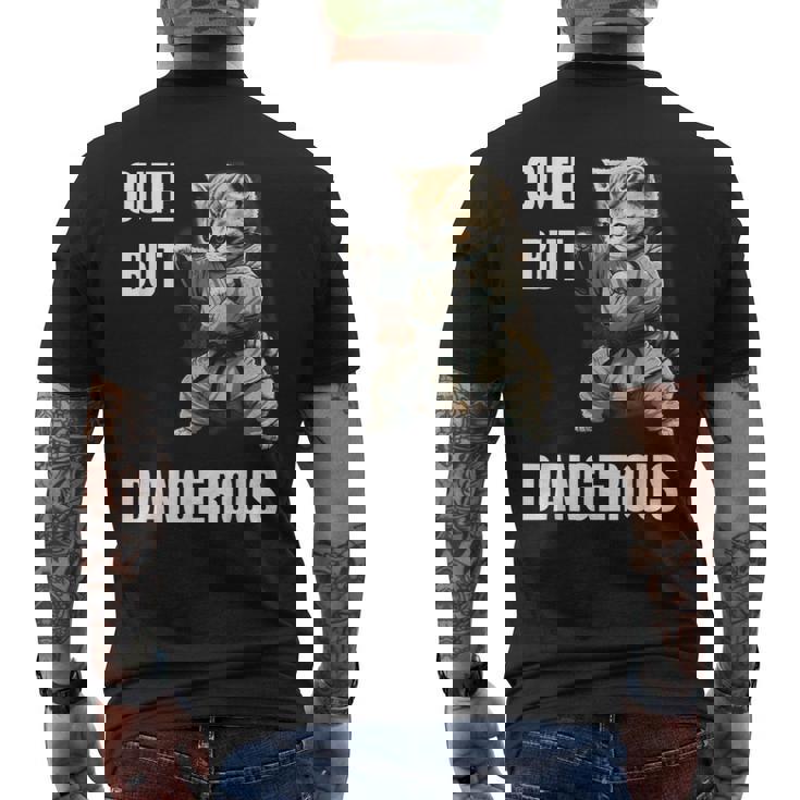 かわいいけど危険な空手 面白い テコンドー 猫 格闘技 メンズTシャツ バックプリント