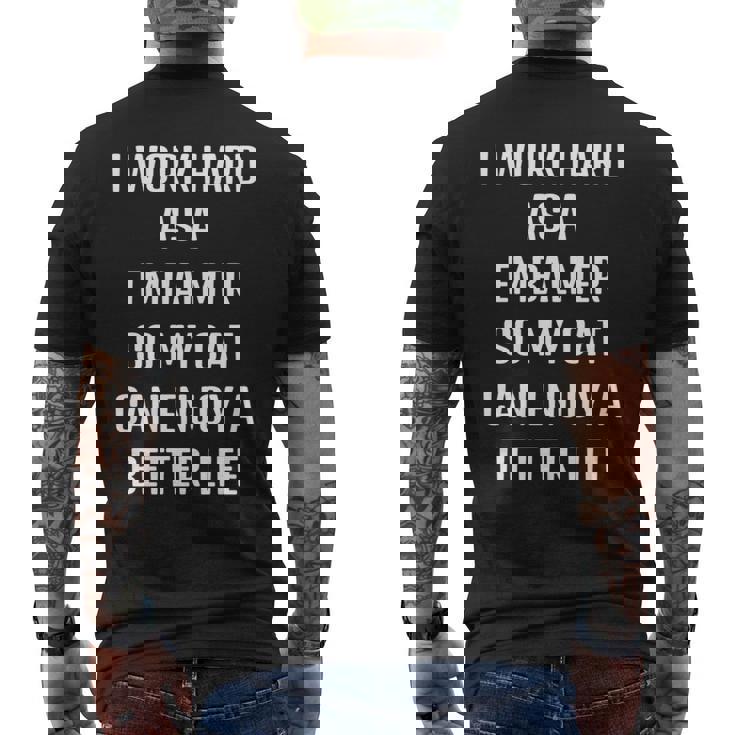 かわいいことわざ、面白い皮肉なニーエンバーマーと私の猫。 長袖tシャツ メンズTシャツ バックプリント