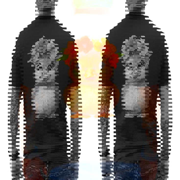 かわいいアヒルの子と花冠 メンズTシャツ バックプリント