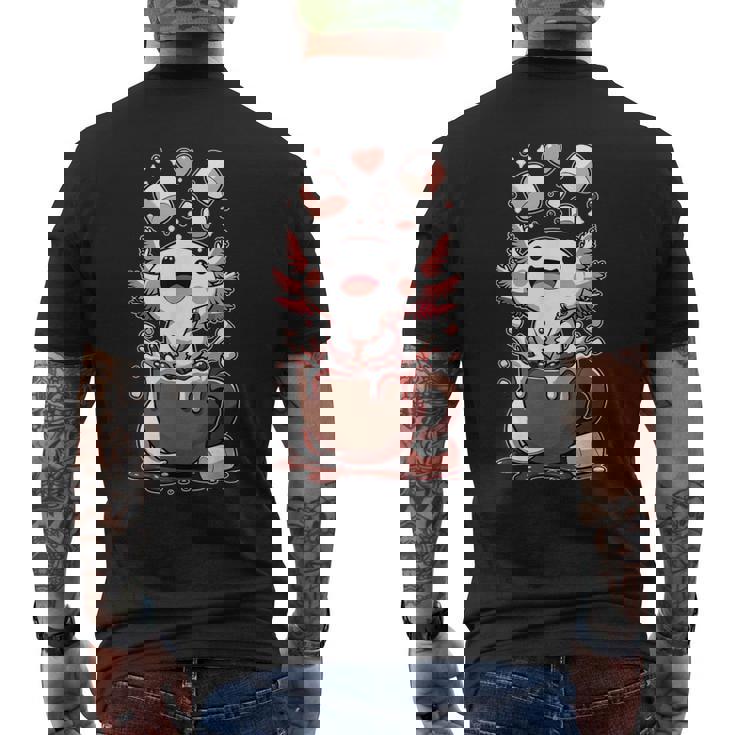 かわいいウーパールートル ホット チョコレート マシュマロ チョコレート ウーパールーパー メンズTシャツ バックプリント