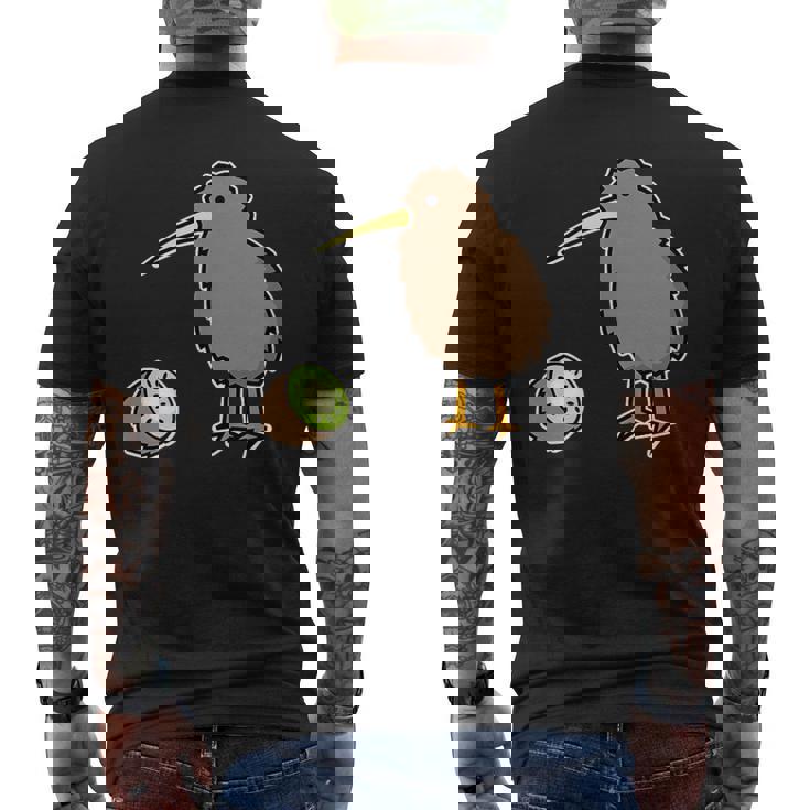 かわいいキウイの鳥と果物 ニュージーランド メンズTシャツ バックプリント