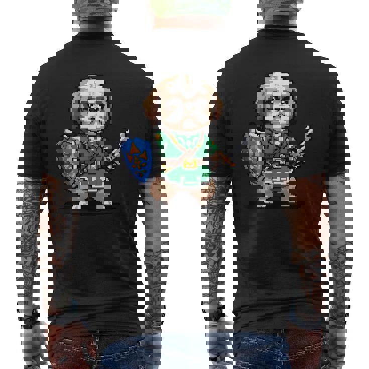 かわいいシーズー犬 レトロビデオゲームキャラクター メンズTシャツ バックプリント