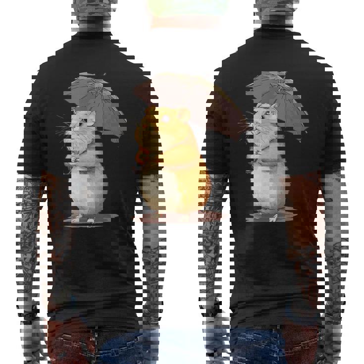 かわいいハムスターと傘のコスチューム。 メンズTシャツ バックプリント