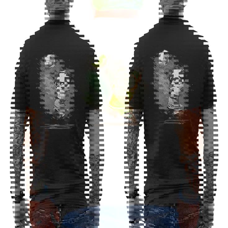 かわいいバレーボール・パンダ メンズTシャツ バックプリント