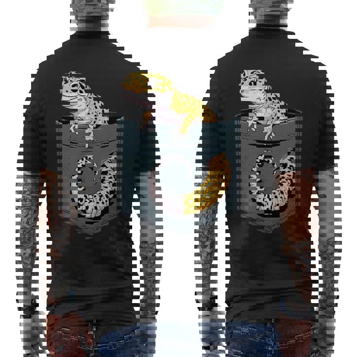 かわいいヒョウゲッコ トカゲ爬虫類 ヒョウ ヤモリのお父さん用 メンズTシャツ バックプリント