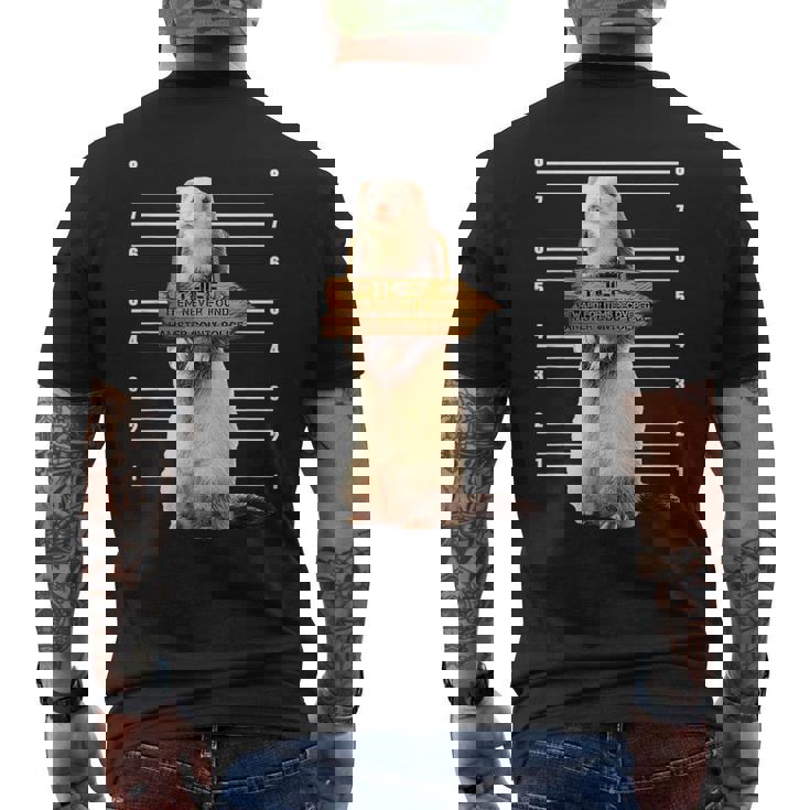 かわいいフェレット泥棒 面白い動物 メンズTシャツ バックプリント