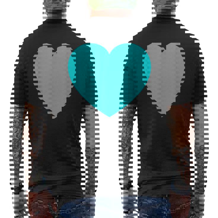 かわいいブルーターコイズハート メンズTシャツ バックプリント