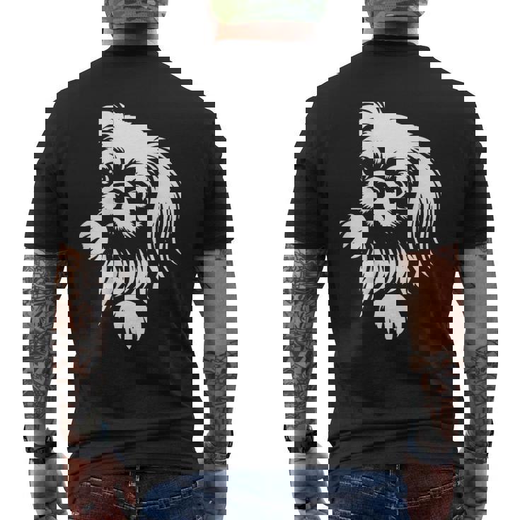 かわいいペキニーズのぞき見犬のグラフィック デザイン メンズTシャツ バックプリント