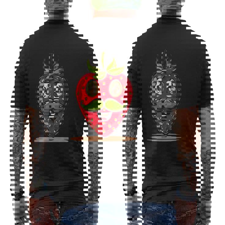 かわいい口ひげストロベリーコスチューム メンズTシャツ バックプリント