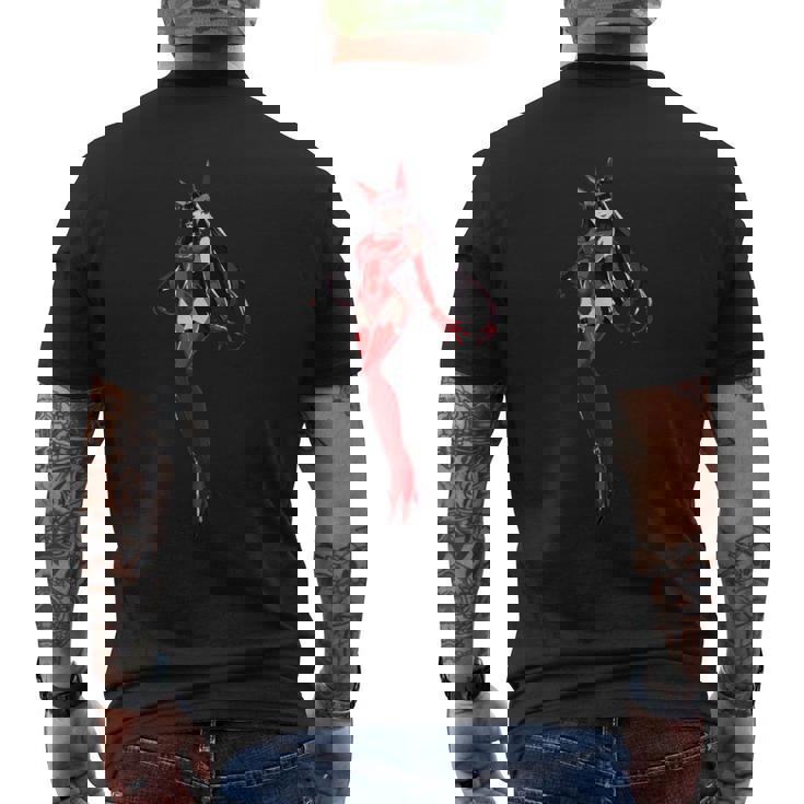 かわいい和風和風赤と黒 メンズTシャツ バックプリント