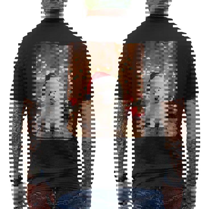 かわいい子犬の動物のクリスマス–サモエド犬のグラフィック メンズTシャツ バックプリント