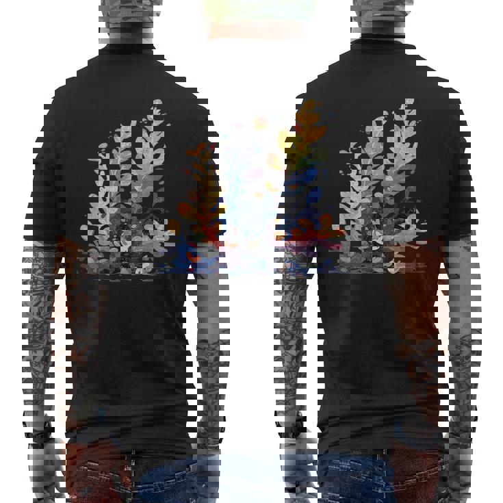 かわいい水彩 ウミウシの昆布の葉 羊 海洋の葉 ナメクジ メンズTシャツ バックプリント