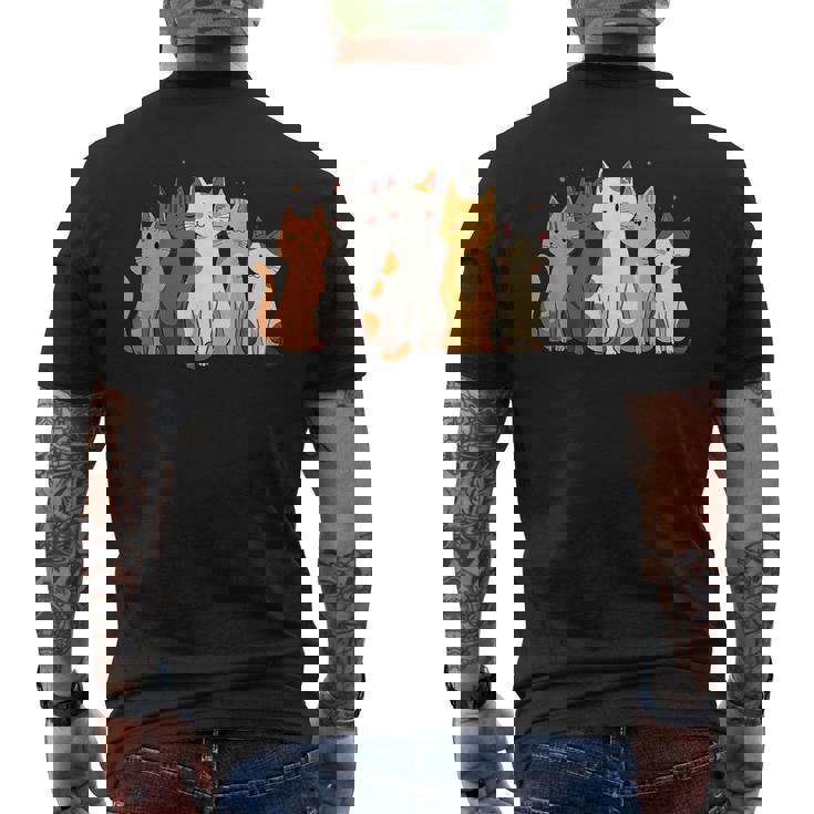 かわいい漫画の猫のイラスト メンズTシャツ バックプリント