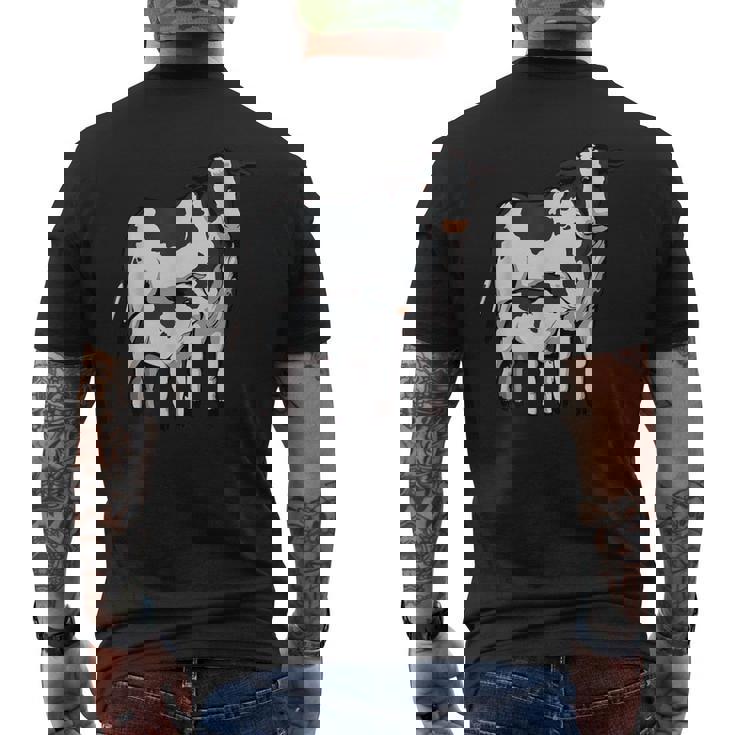 かわいい牛の絵 牛のアート 子牛 牛 母牛 メンズTシャツ バックプリント