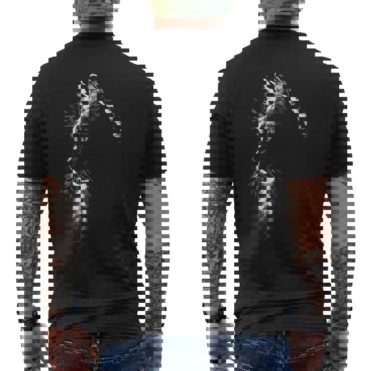 かわいい猫のシルエット 猫の肉球 猫好き 愛猫家 ペット 猫飼い おもしろ 可愛い ネコ ねこ 猫 メンズTシャツ バックプリント