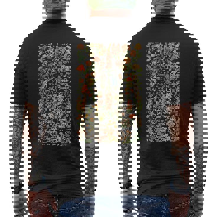 かわいい花 ビンテージ ボタニカル 花のイラスト メンズTシャツ バックプリント