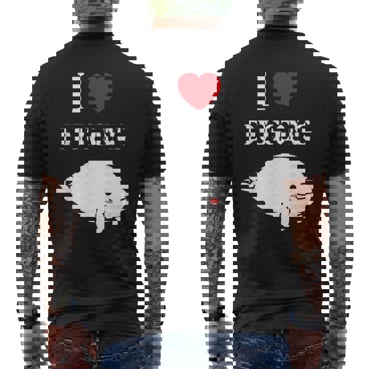 かわいい面白いシンプルなジュゴンの魚を引用します。 I Love Dugong メンズTシャツ バックプリント