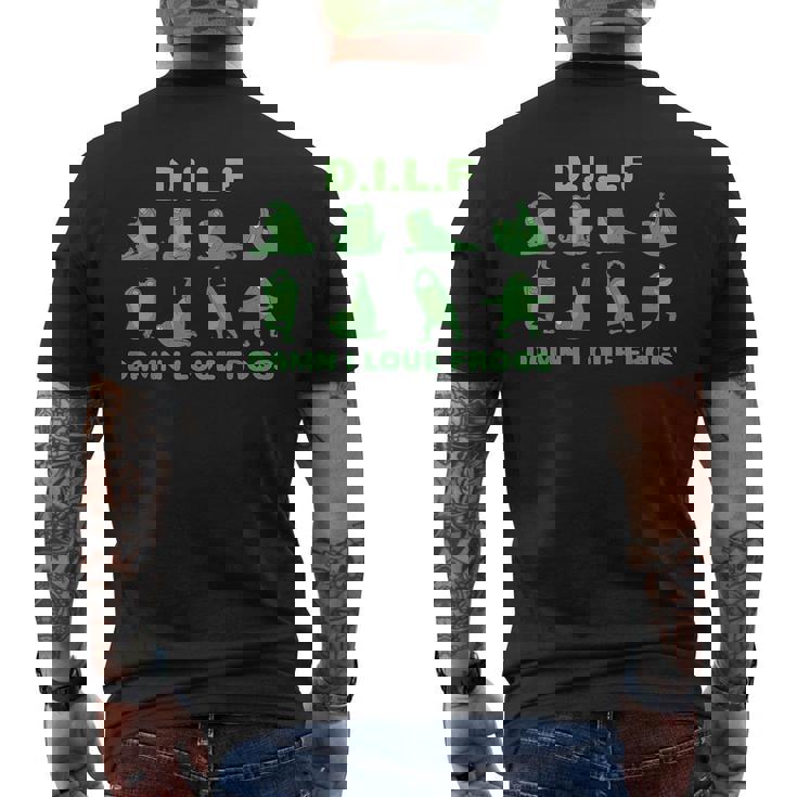 くそー私はカエルが大好きdILF メンズTシャツ バックプリント