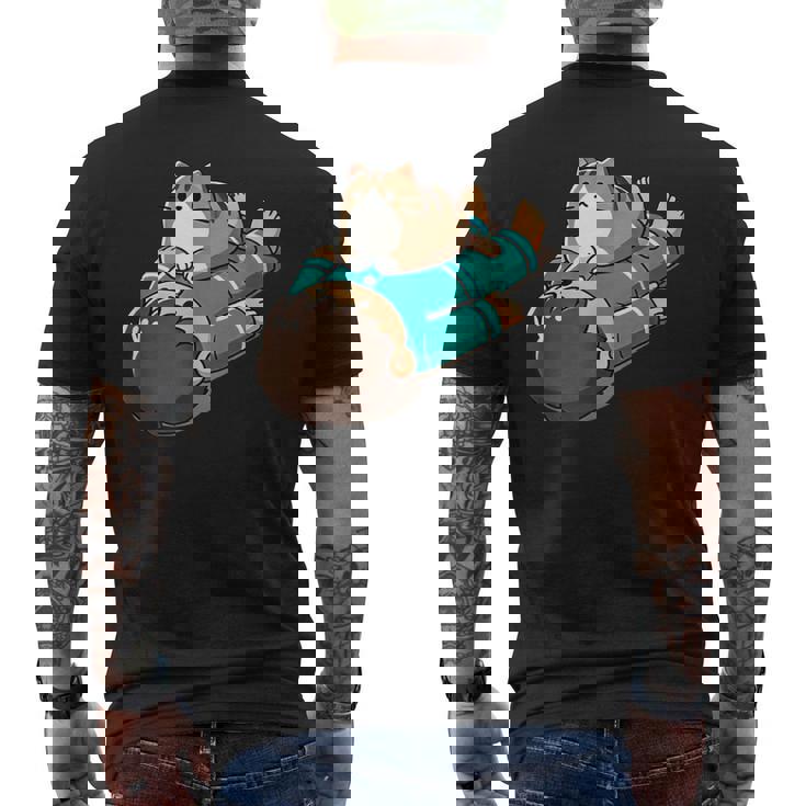 くつろぐ猫 Relaxing Cat メンズTシャツ バックプリント