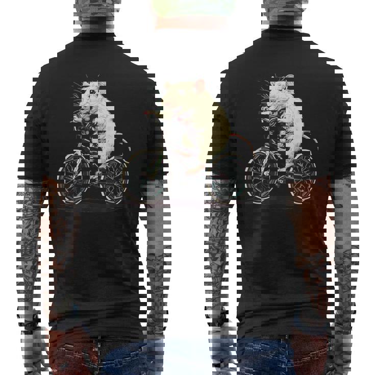 げっ歯類と白いネズミ愛好家のためのクールなサイクリングラット メンズTシャツ バックプリント
