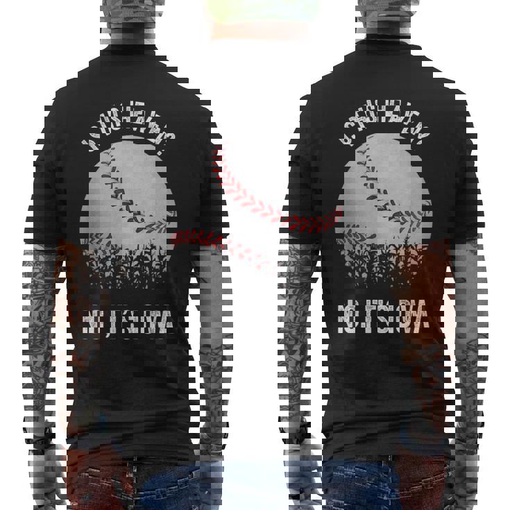 ここは天国か？アイオワ・ビンテージ・ベースボール・コーン・フィールズ メンズTシャツ バックプリント