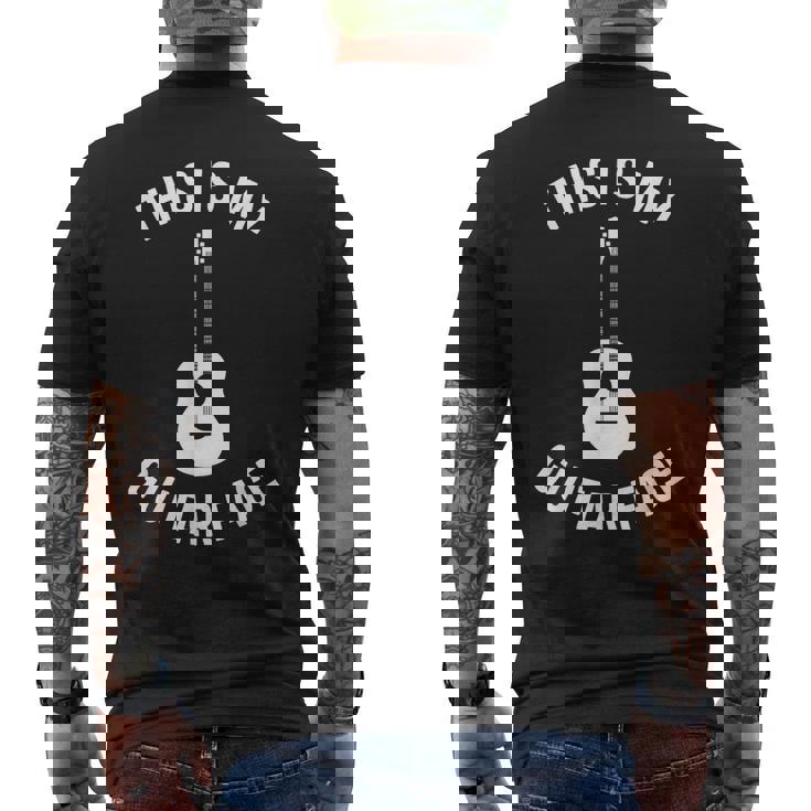 これは私のギターフェイスです ミュージシャン ギタリスト アコースティックギター メンズTシャツ バックプリント