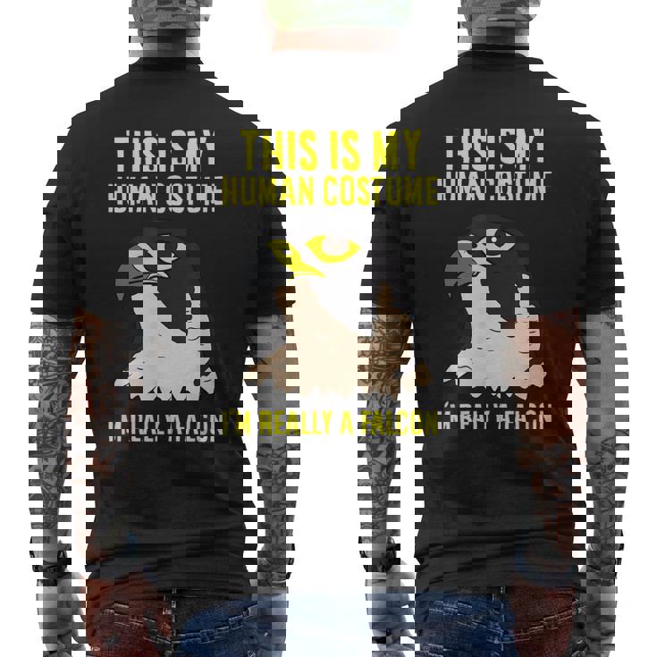 これは私の人間のコスチュームです私は本当にハヤブサ鳥です メンズTシャツ バックプリント