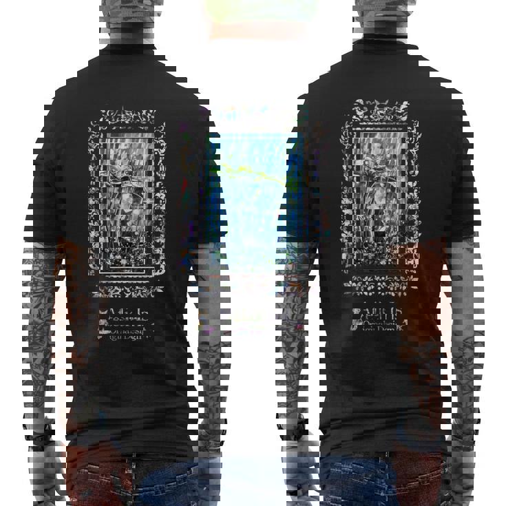 じっと雨宿り 猫 雨 メンズTシャツ バックプリント