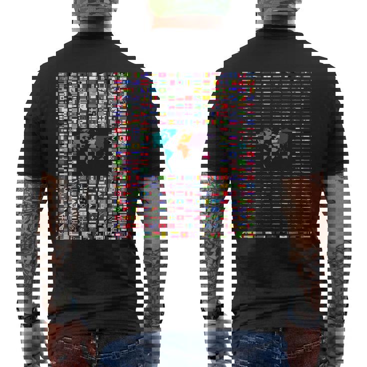 すべての国 世界の国旗 287 国旗 国際 メンズTシャツ バックプリント