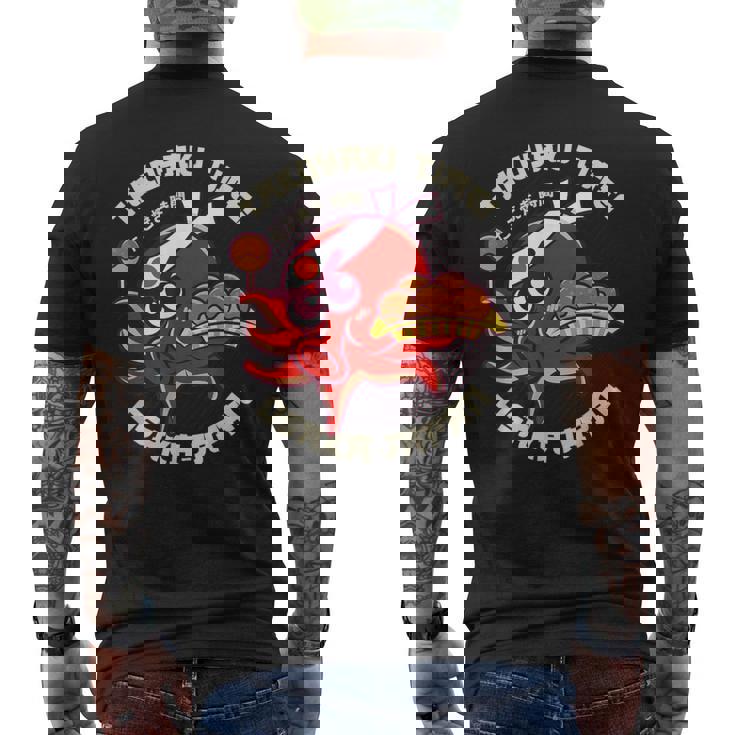 たこ焼きタイム 大阪 日本 タコスナック たこ焼き メンズTシャツ バックプリント