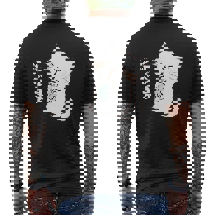 たぴ男ネコ – タピオカを飲む猫キャラデザインキッズから大人まで メンズTシャツ バックプリント