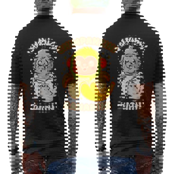 ちびカワイイチンパンジーニバナニーニ イタリアブレインロットミーム メンズTシャツ バックプリント