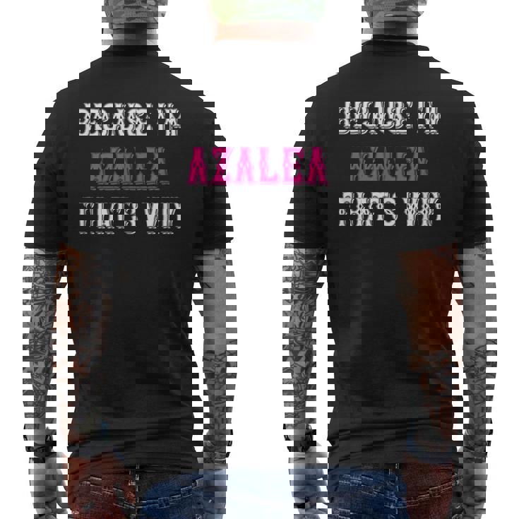 つつじ私がツツジだからこそ-ピンクのツツジの名前 メンズTシャツ バックプリント