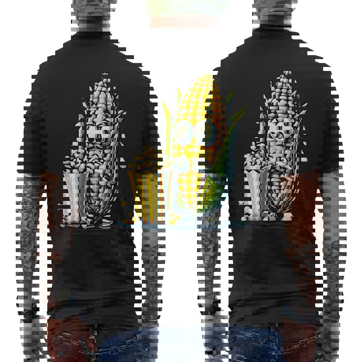 とうもろこしとポップコーンのキャラクター メンズTシャツ バックプリント