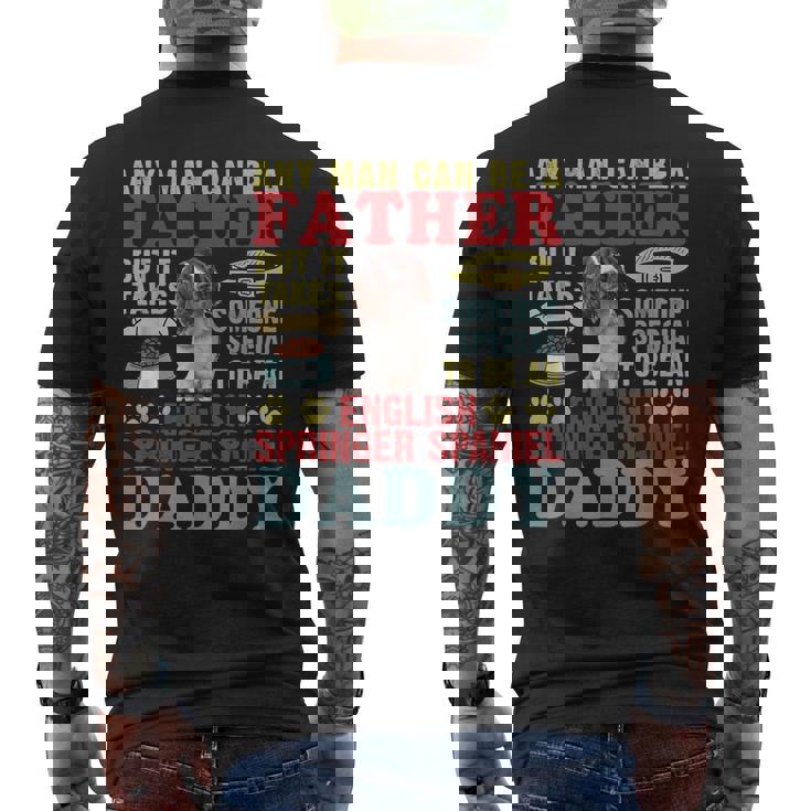 どんな男でも父親になれる！スペシャルイングリッシュ・スプリンガー・スパニエルパパ メンズTシャツ バックプリント