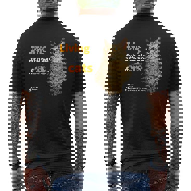 ねこのために生きてる 猫 かわいい キジトラ猫 Cat メンズTシャツ バックプリント