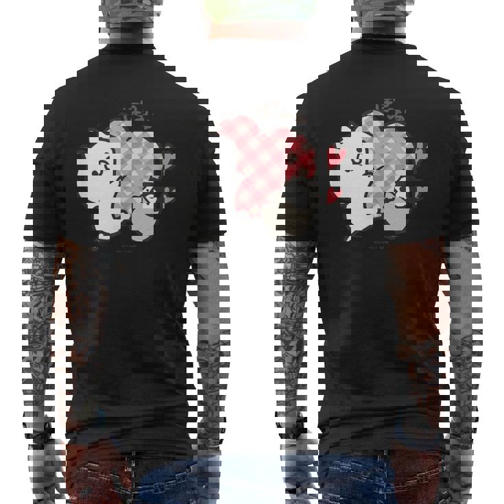 ねこぺん日和 ハート メンズTシャツ バックプリント