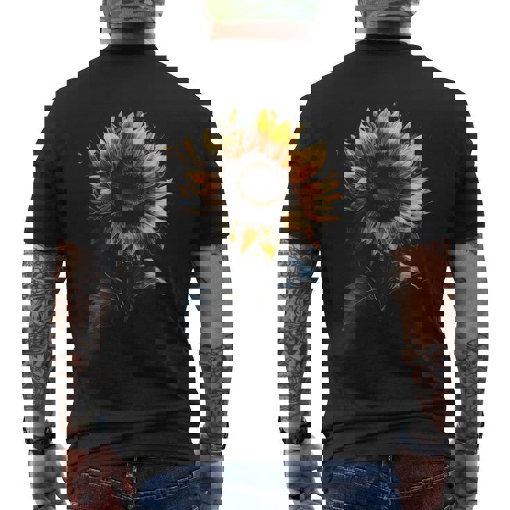 ひまわり ボタニカル 自然 アート フラワーガーデン ギフト メンズTシャツ バックプリント