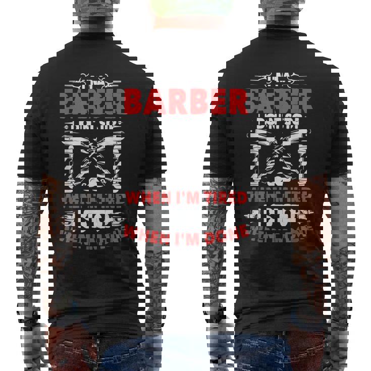 やったら床屋止まるよ美容師理髪師プレゼント メンズTシャツ バックプリント