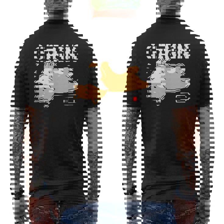 やる気スイッチ故障中 充電中 犬 柴犬 犬好き かわいい おもしろ 面白い メンズTシャツ バックプリント