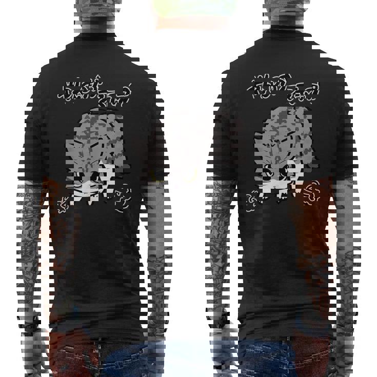 やんのかステップねこ キジ白長毛猫 かわいい 猫好き 動物 メンズTシャツ バックプリント