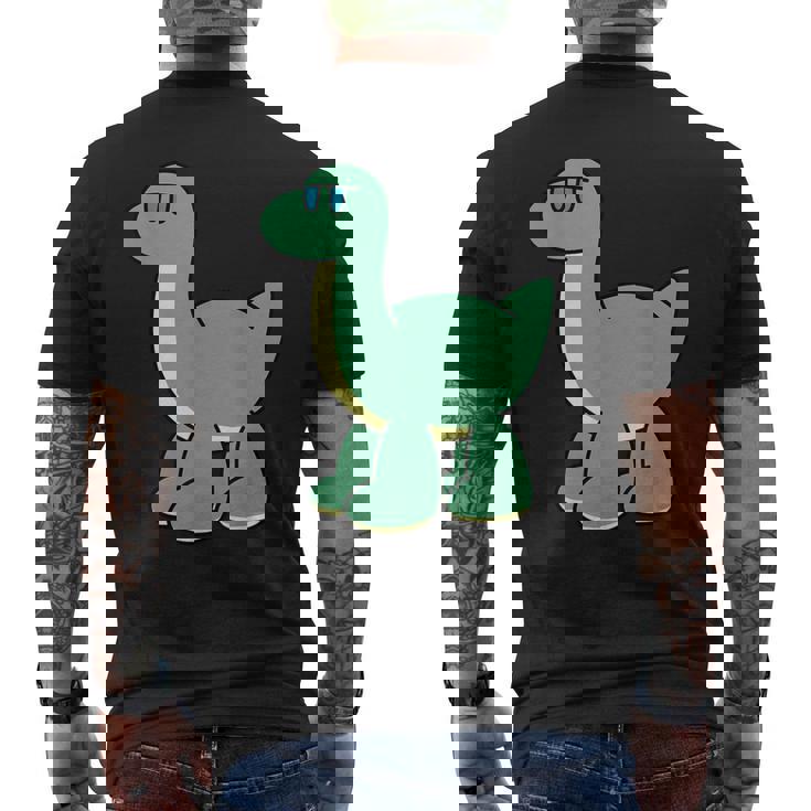 ゆるい恐竜のキャラクターイラスト_ブラキオサウルス メンズTシャツ バックプリント