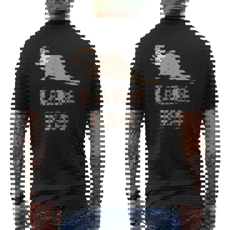 ゆるカワウソさん Otters オッターズ はろー”【No27】コツメカワウソ グッズ かわいい イラスト メンズTシャツ バックプリント