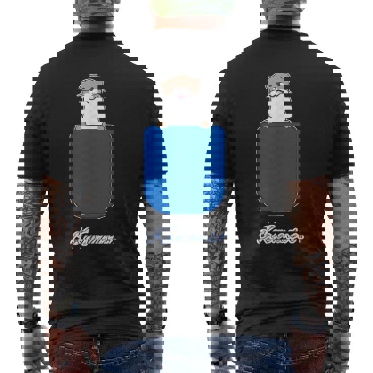 ゆるカワウソさん Otters オッターズ『いん ざ ぽけっと』（ブルーポケット）コツメカワウソ かわいい イラスト メンズTシャツ バックプリント