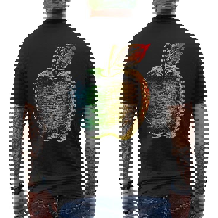 りんご フルーツ ドローイング アート カラフル モチーフ アップル メンズTシャツ バックプリント