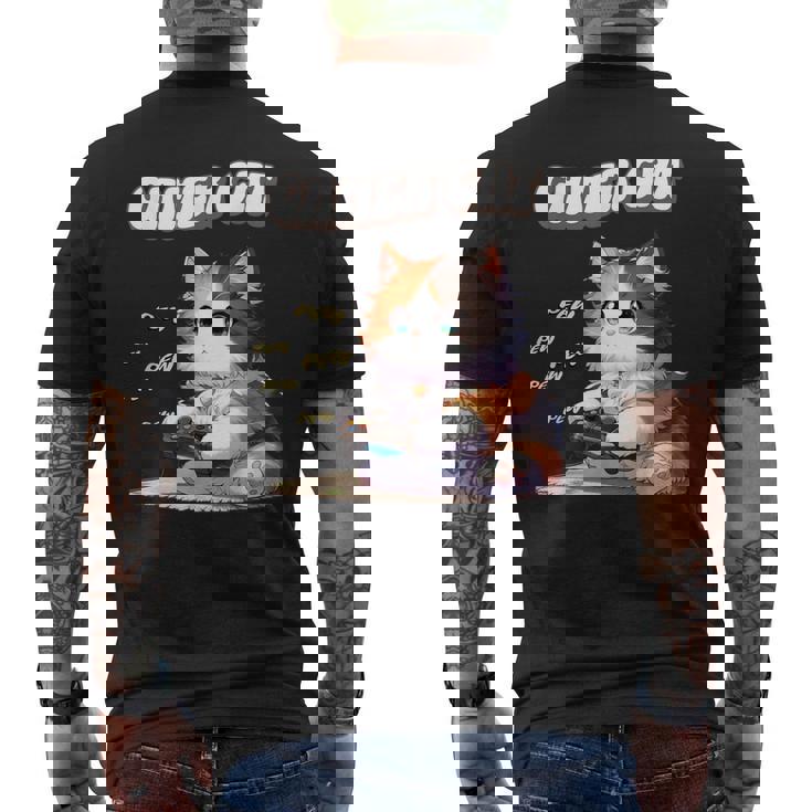 わがままゲーマー猫 ゲーム好き かわいい おもしろ マンガ アニメ オタク メンズTシャツ バックプリント