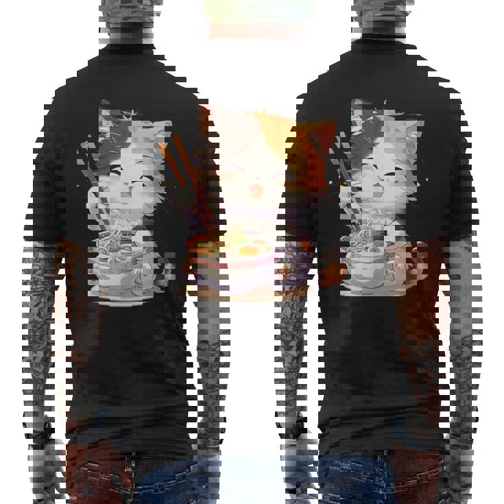 わがまま猫 ねこ ラーメン好き かわいい おもしろ マンガ メンズTシャツ バックプリント