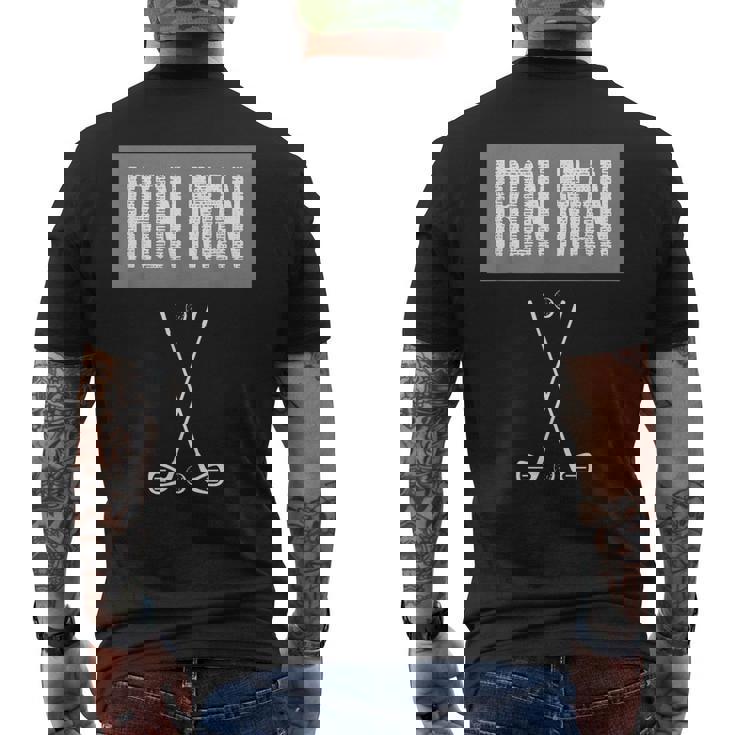 アイアンマンゴルフ愛好家のためのゴルフ愛好家 メンズTシャツ バックプリント